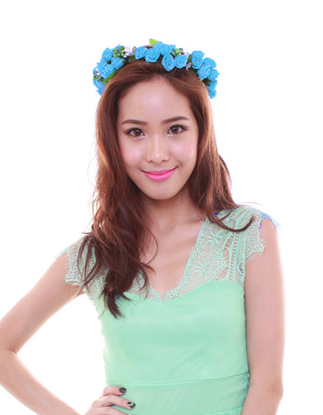 Rochelle Floral Crown in Ocean Blue